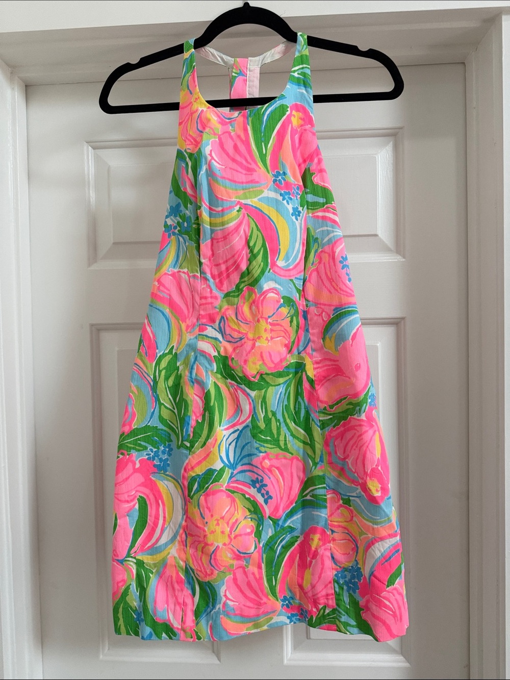 Lilly Pulitzer Pink Floral Halter Sundress with Green & Blue Accents